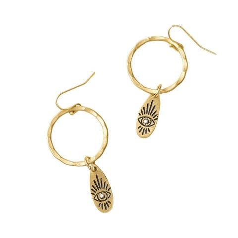 Ruchi Evil Eye Charm Hoop Earrings