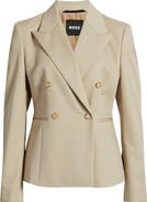 BOSS Jiamia Double Breasted Virgin Wool Blazer