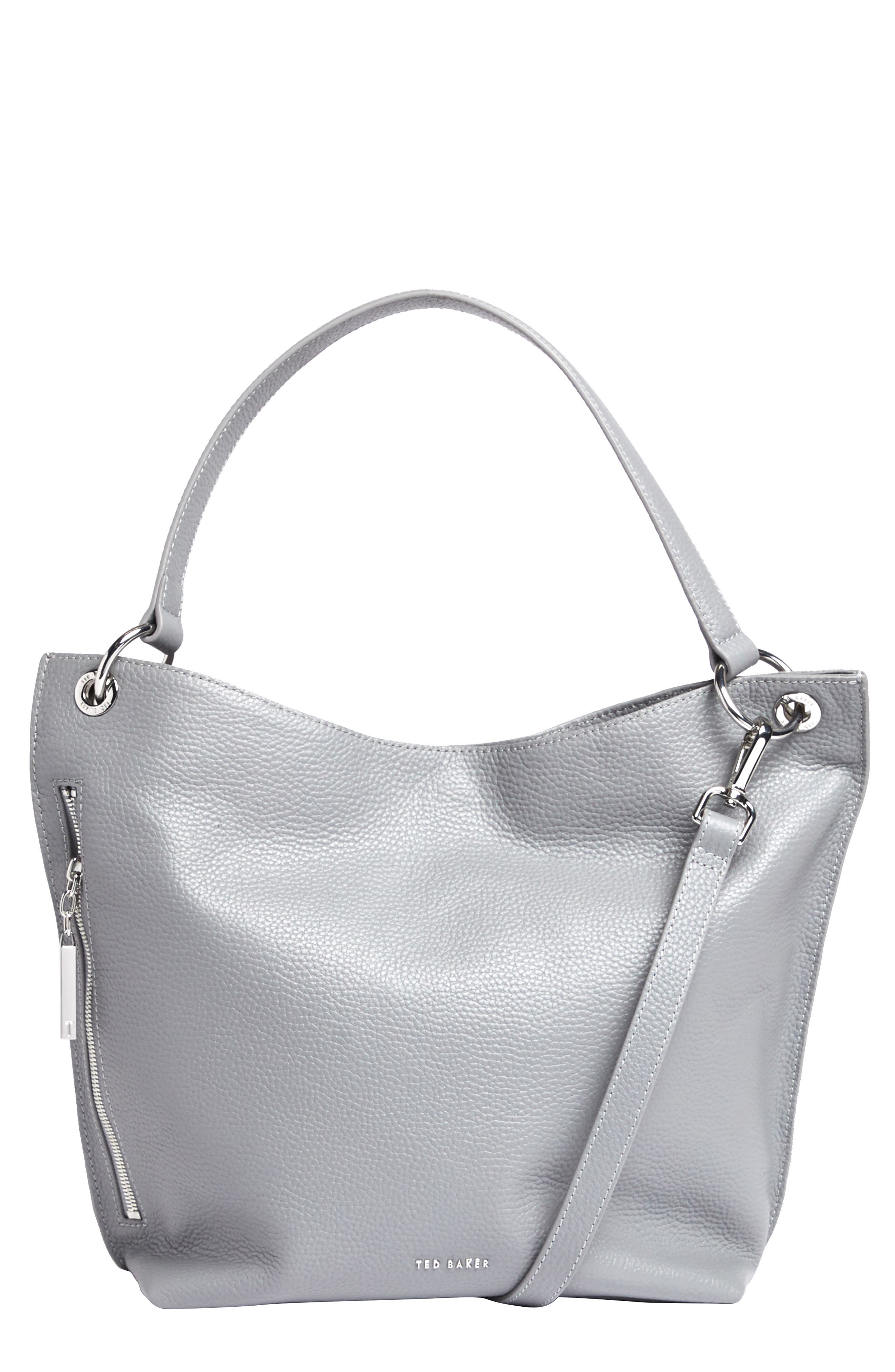Chhloee Leather Hobo Bag, Main, color, DARK GREY