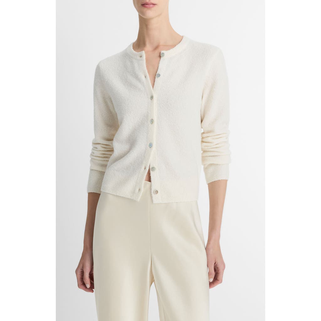 Vince Wool And Cashmere-blend Cardigan In White
