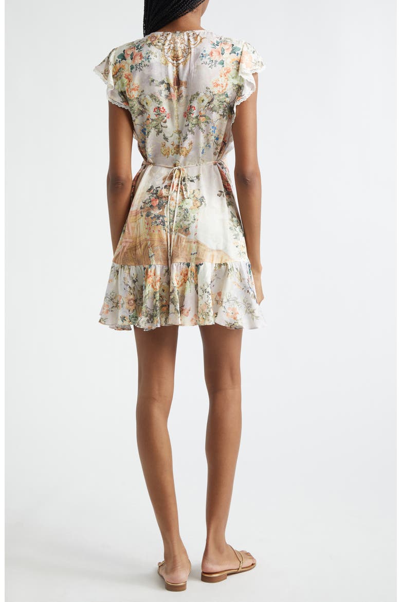 Floral Cap Sleeve Lace Trim Dress, Alternate, color, TWILIGHT IN ISTANBUL