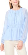 Vince Camuto Semi Sheer Long Sleeve Peplum Top