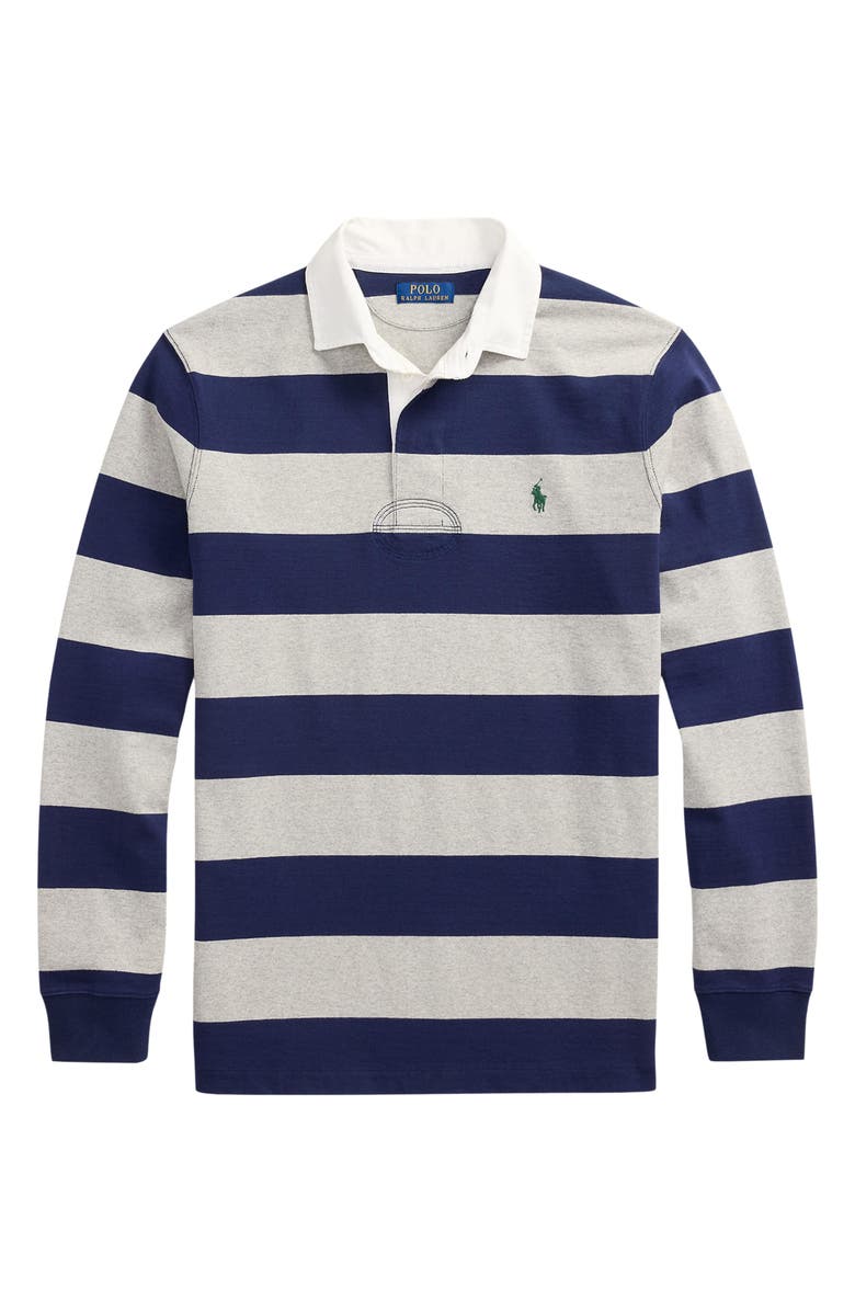Polo Ralph Lauren The Iconic Rugby Shirt, Alternate, color, Newport Navy/Andover Heather