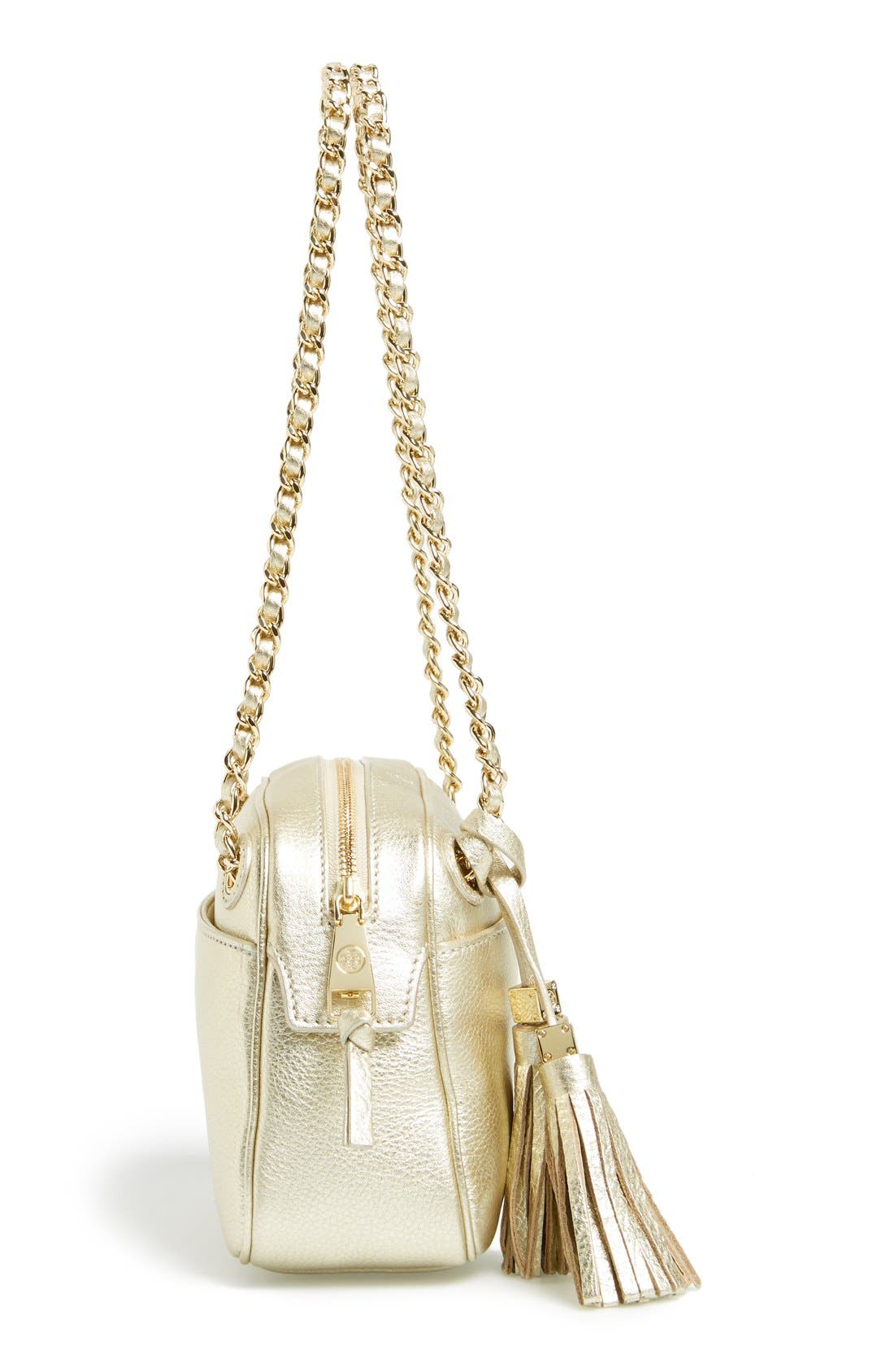 Tory Burch 'Thea' Metallic Leather Crossbody Bag, Alternate, color, 