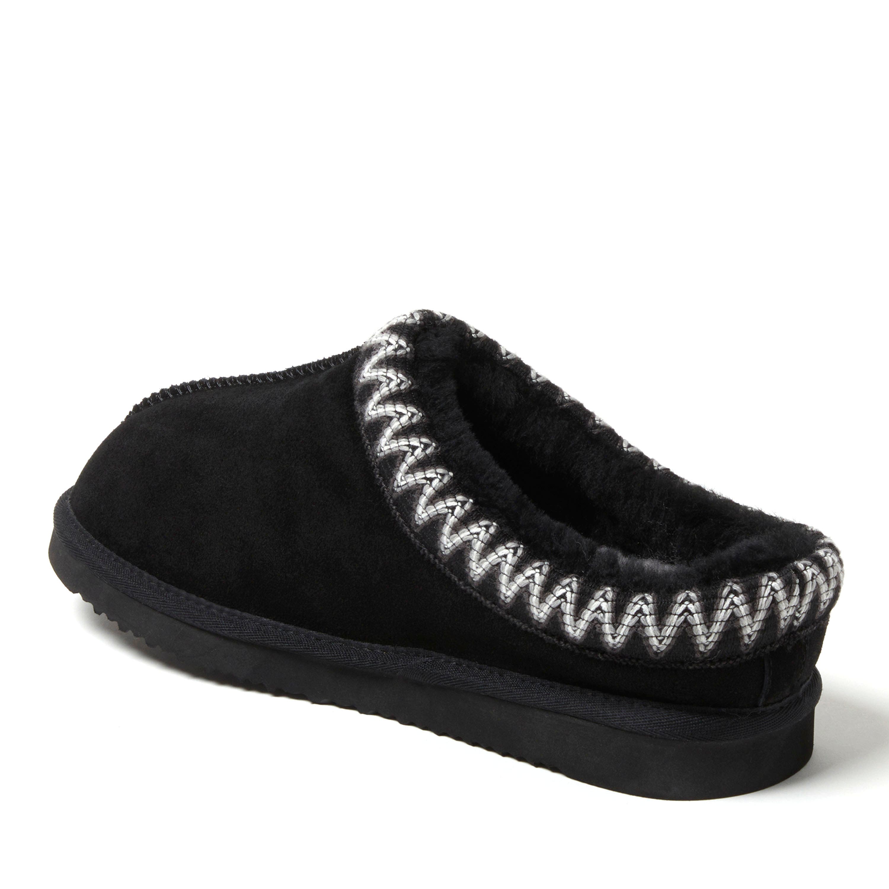 DEARFOAMS Fireside Grafton Genuine Shearling Clog Slipper with Taping, Alternate, color, Black