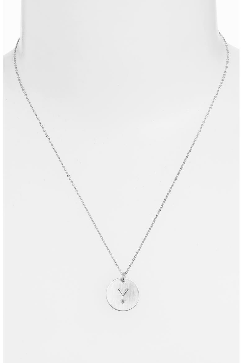 Sterling Silver Initial Disc Necklace, Main, color, STERLING SILVER Y