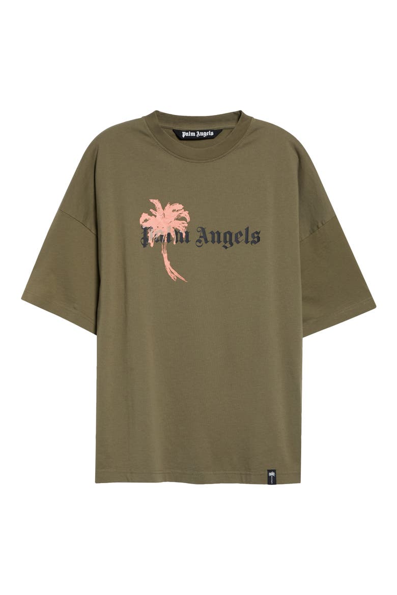 Palm Drift Loose Fit Graphic T-Shirt, Main, color, OLIVE GREEN - BLACK