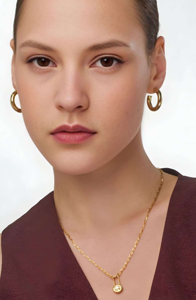 Oak & Luna Lock & Luna Charm with Oval Cut Moissanite in Gold, Alternate, color, Gold Vermeil