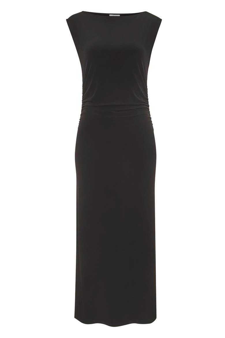 Boat Neck Fitted Maxi Dress, Alternate, color, Black