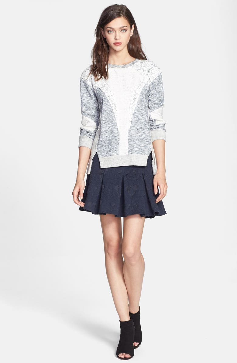 Rebecca Taylor Lace Insert Sweatshirt, Alternate, color,