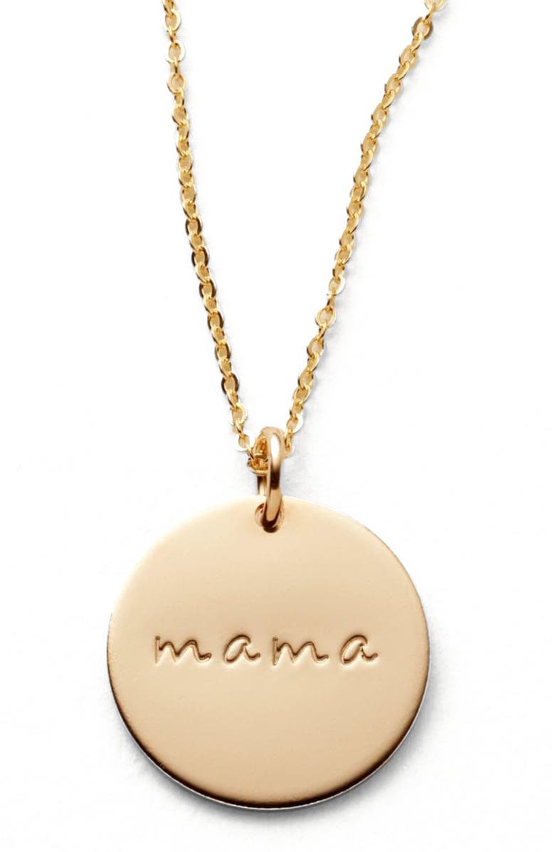 MADE BY MARY Mama Disc Necklace, Main, color, Silver