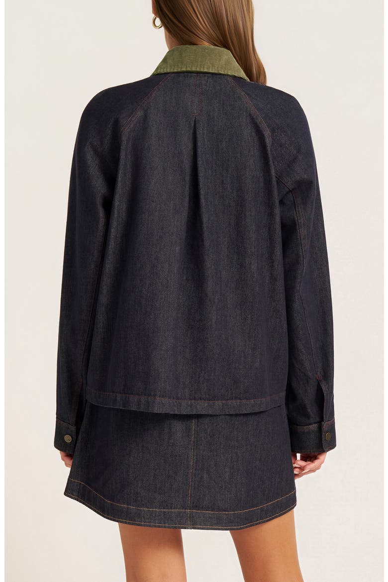 Marley Corduroy Collar Denim Jacket, Alternate, color, DENIM/ OLIVE