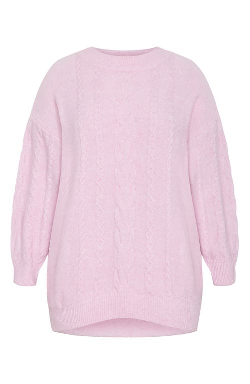 City Chic Claudia Cable Stitch Sweater In Pink