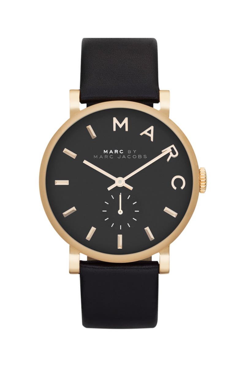 Marc Jacobs 'Baker' Leather Strap Watch, 37mm, Alternate, color,