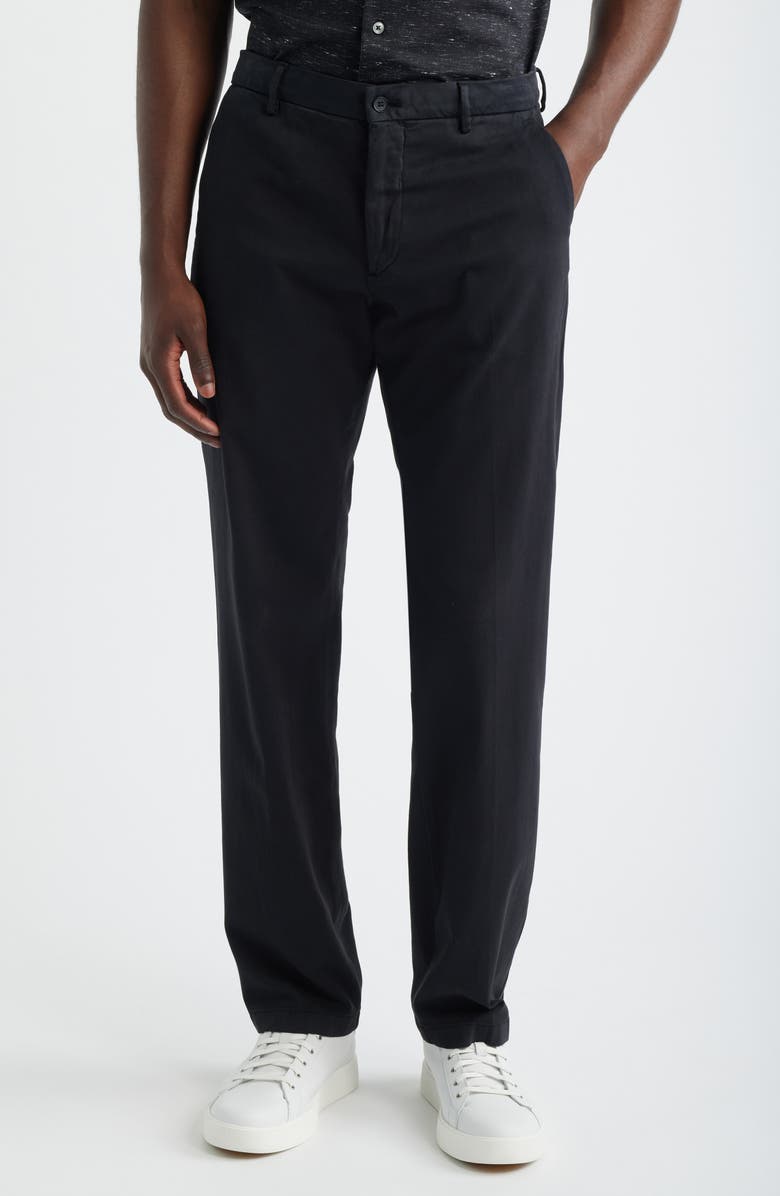 Bugatchi Stretch Cotton Blend Twill Chinos, Main, color, Caviar