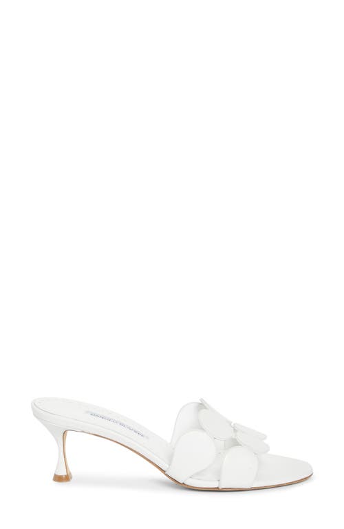 Manolo Blahnik Haribalmu Leather Slide Sandals In White