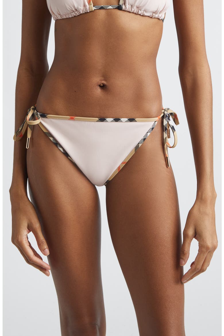 Mata Check Trim Sting Bikini Bottoms, Main, color, BOUQUET