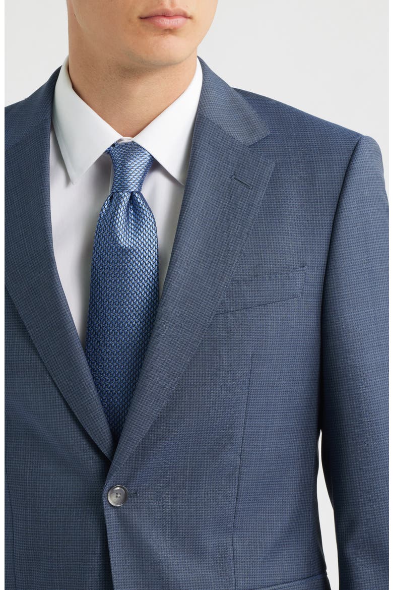Huge Slim Fit Blue Microcheck Virgin Wool Suit, Alternate, color, NAVY