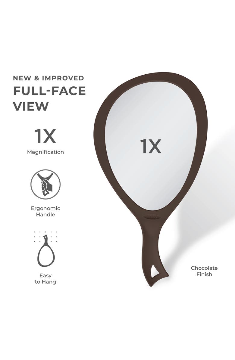 Zadro XL Teardrop Handheld Mirror with Handle, Alternate, color, Black