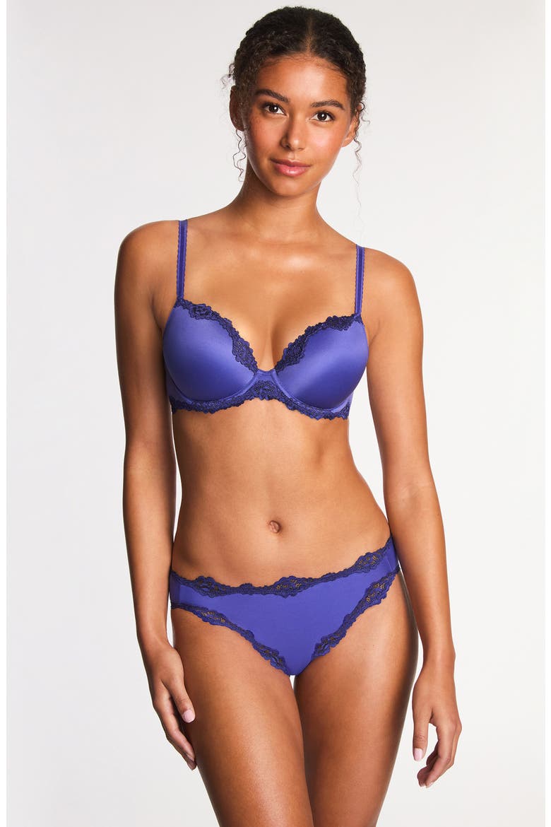Future Foundation Underwire Lace Trim Contour Bra, Alternate, color, SPECTRUM BLUE
