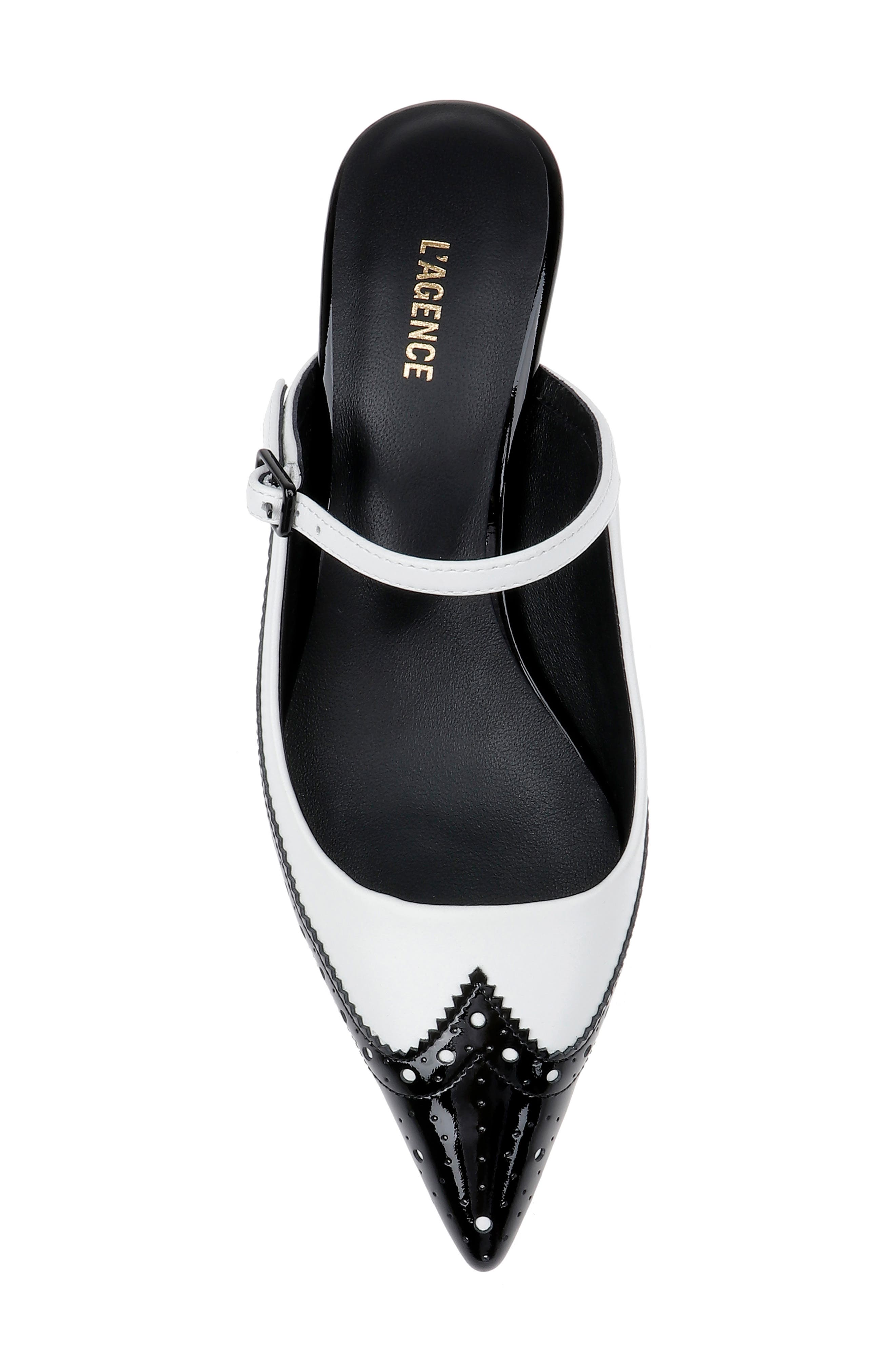 L'AGENCE Elle Wingtip Pointed Toe Mary Jane Kitten Heel Mule, Alternate, color, 