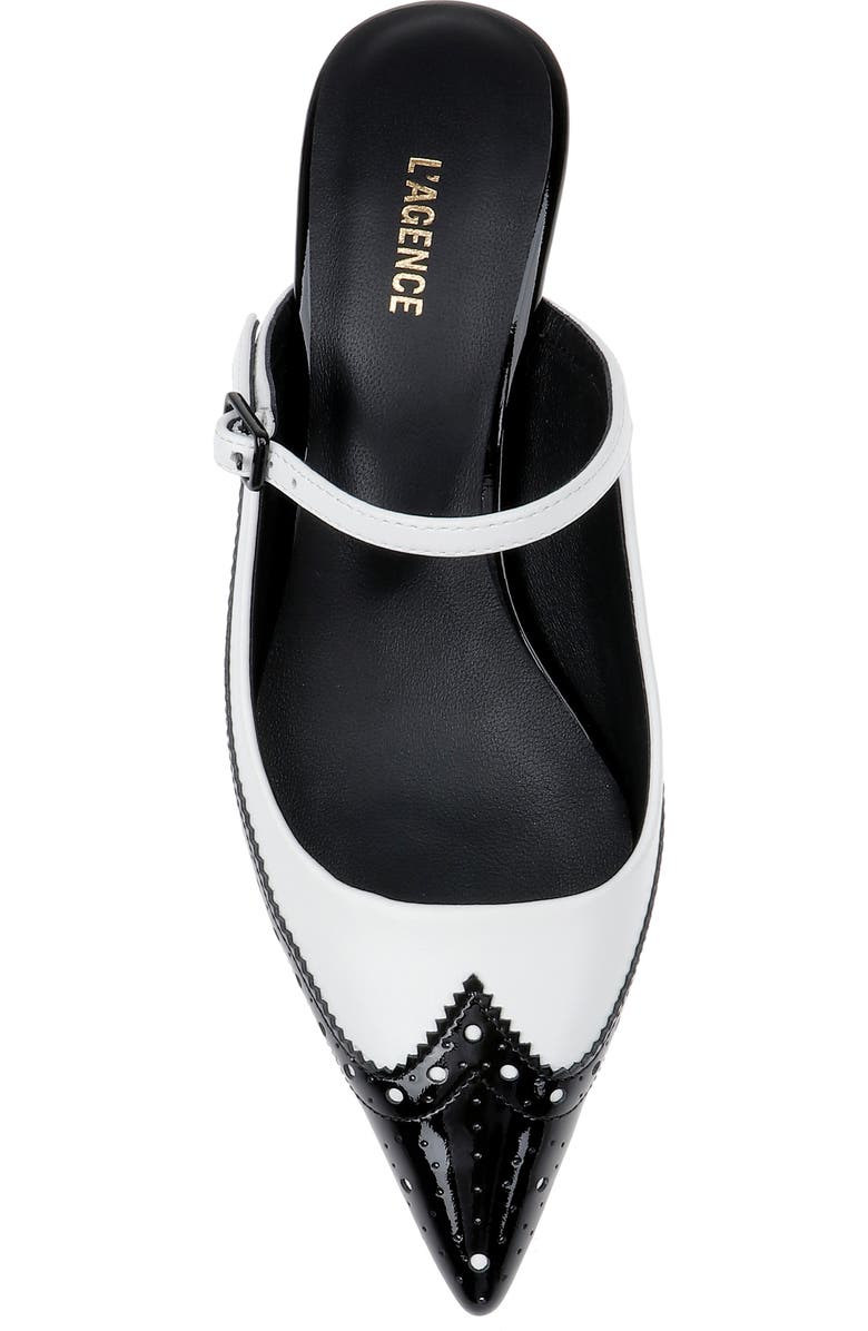 L'AGENCE Elle Wingtip Pointed Toe Mary Jane Kitten Heel Mule, Alternate, color,