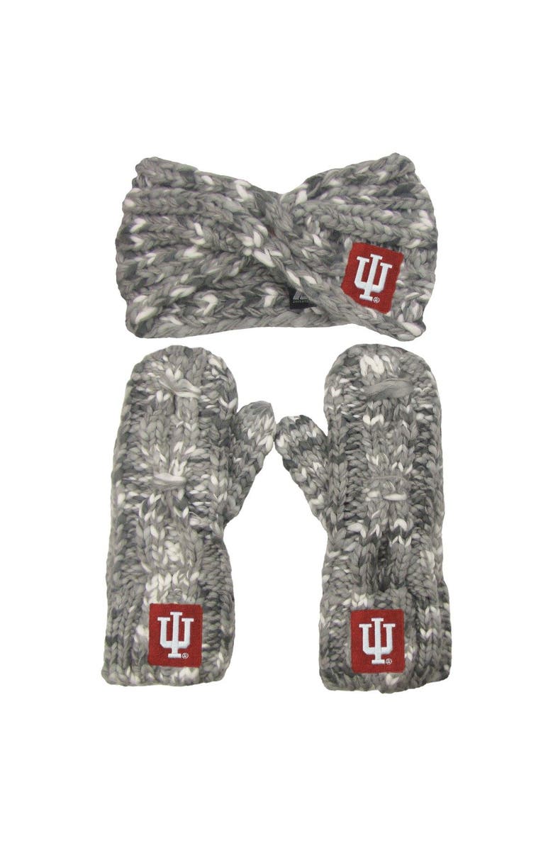 ZOOZATZ Women's ZooZatz Indiana Hoosiers Logo Marled Headband and Mitten Set, Main, color, Gray