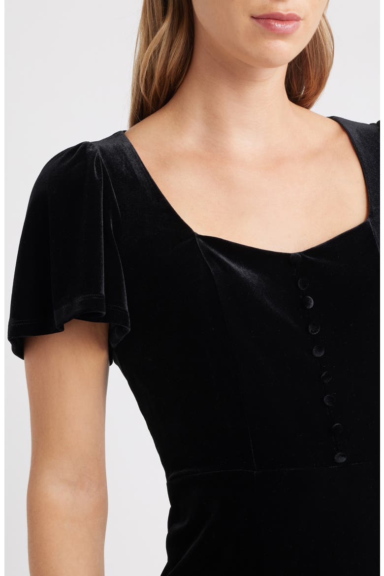 Flared Sleeve Velvet Dress, Alternate, color, ANNE BLACK