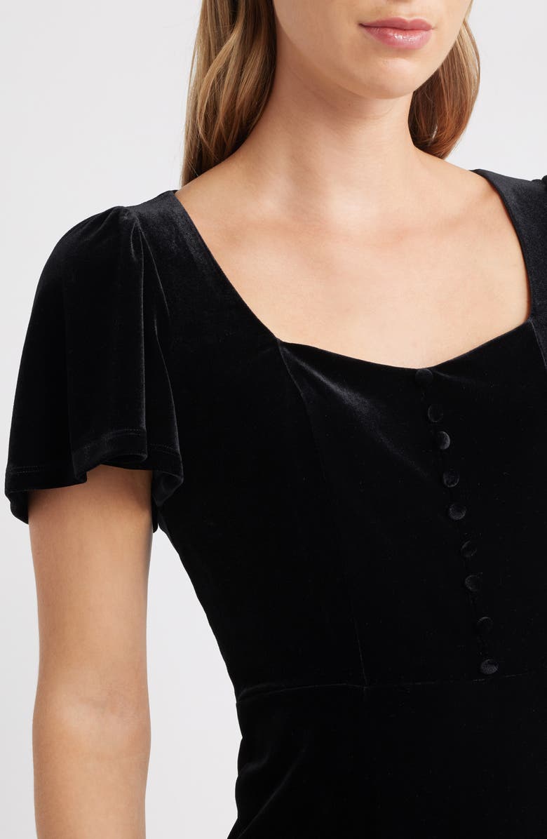Anne Klein Flared Sleeve Velvet Dress, Alternate, color, Anne Black