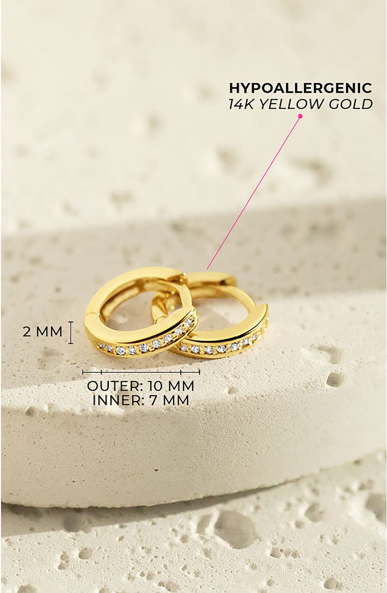 In Season Jewelry 14k Clear Cubic Zirconia Huggie Hoops, Alternate, color, Gold