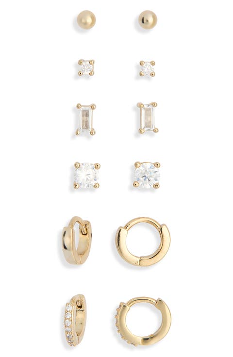 6-Pack Mixed Stud & Hoop Earrings