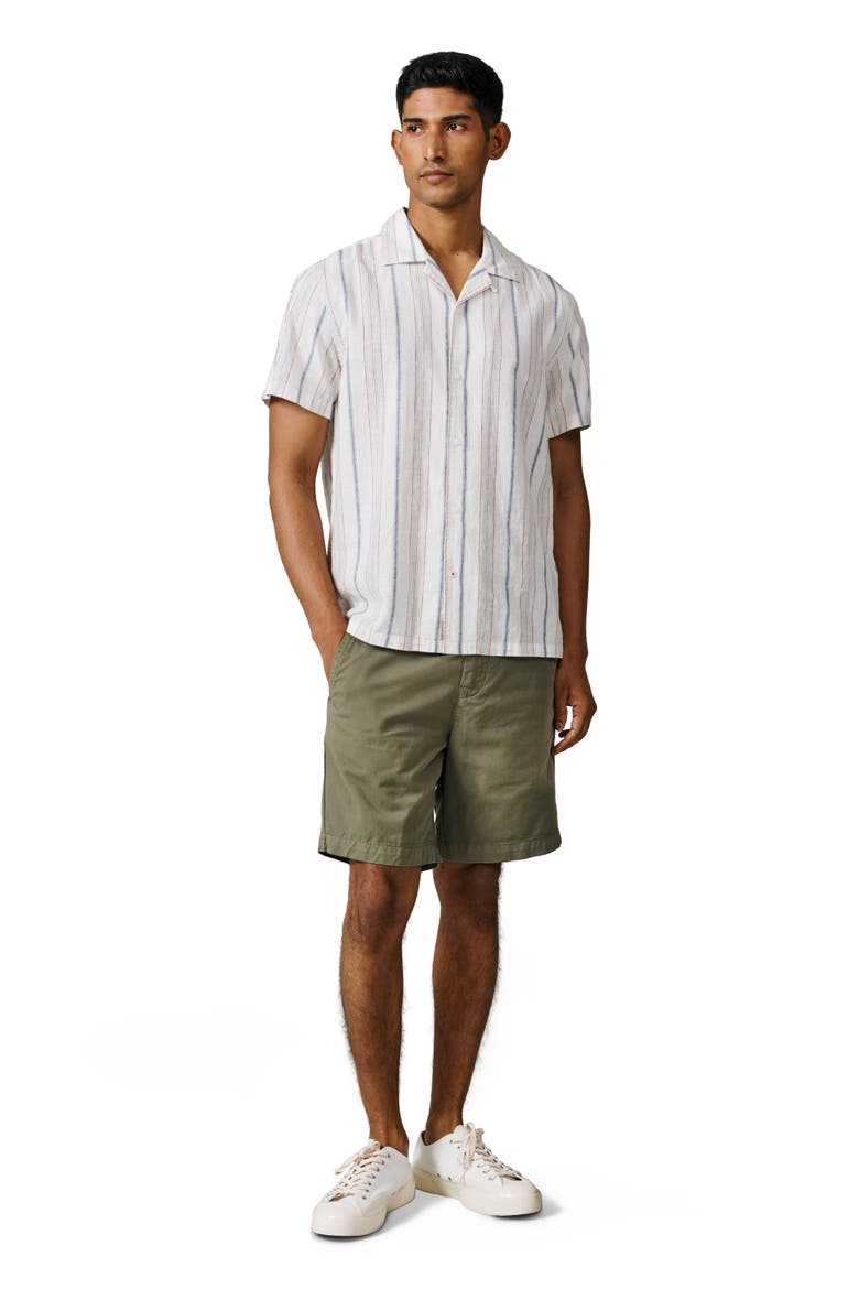 Abbey Cuban Collar Short Sleeved Shirt, Alternate, color, White Mix Stripe