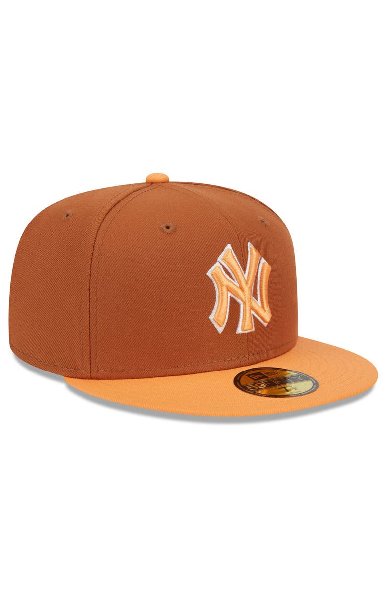 New Era Men's New Era Brown/Orange New York Yankees Spring Color Basic Two-Tone 59FIFTY Fitted Hat, Alternate, color, 