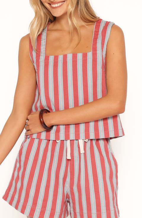 Marinda Striped Square Neck Cotton Top