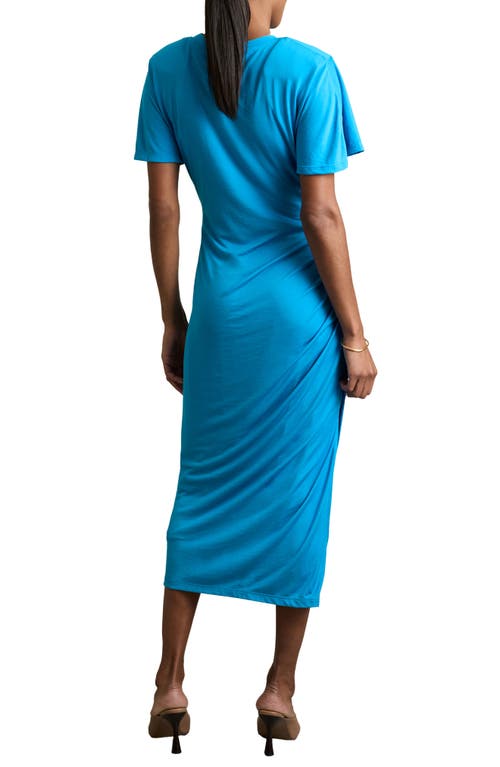 Reiss Womens Tulia Side-ruched Jersey Midi Dress Bright Blue In Blue