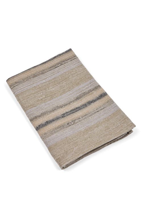 Commune Stripe Linen Kitchen Towel In Brown