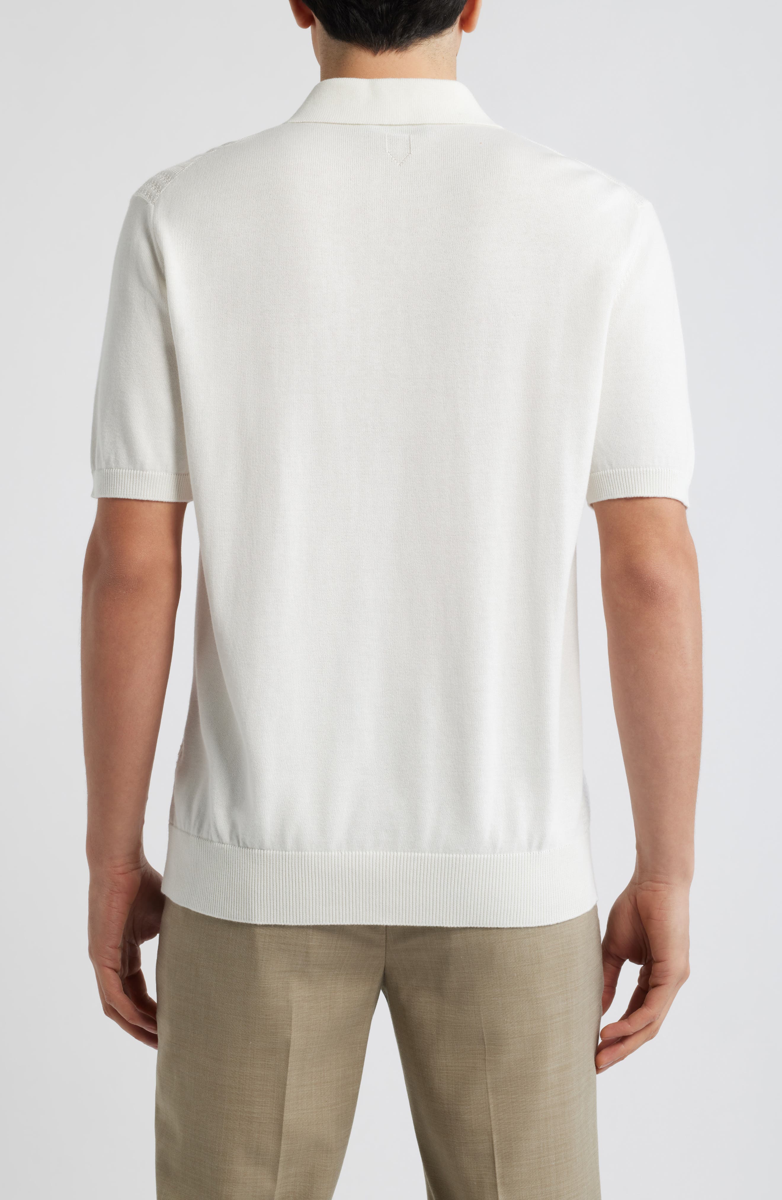 Ribbed Cotton Blend Polo Sweater - image 2