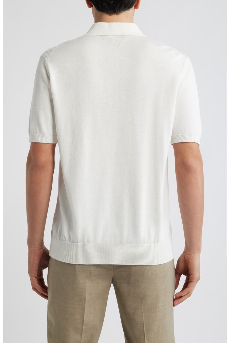 Ribbed Cotton Blend Polo Sweater, Alternate, color, WHITE