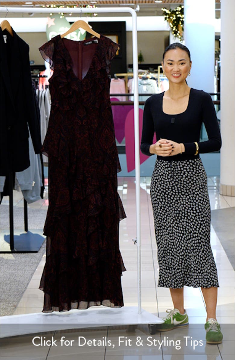 Paisley Tiered Ruffle Trim Gown, sales video thumbnail