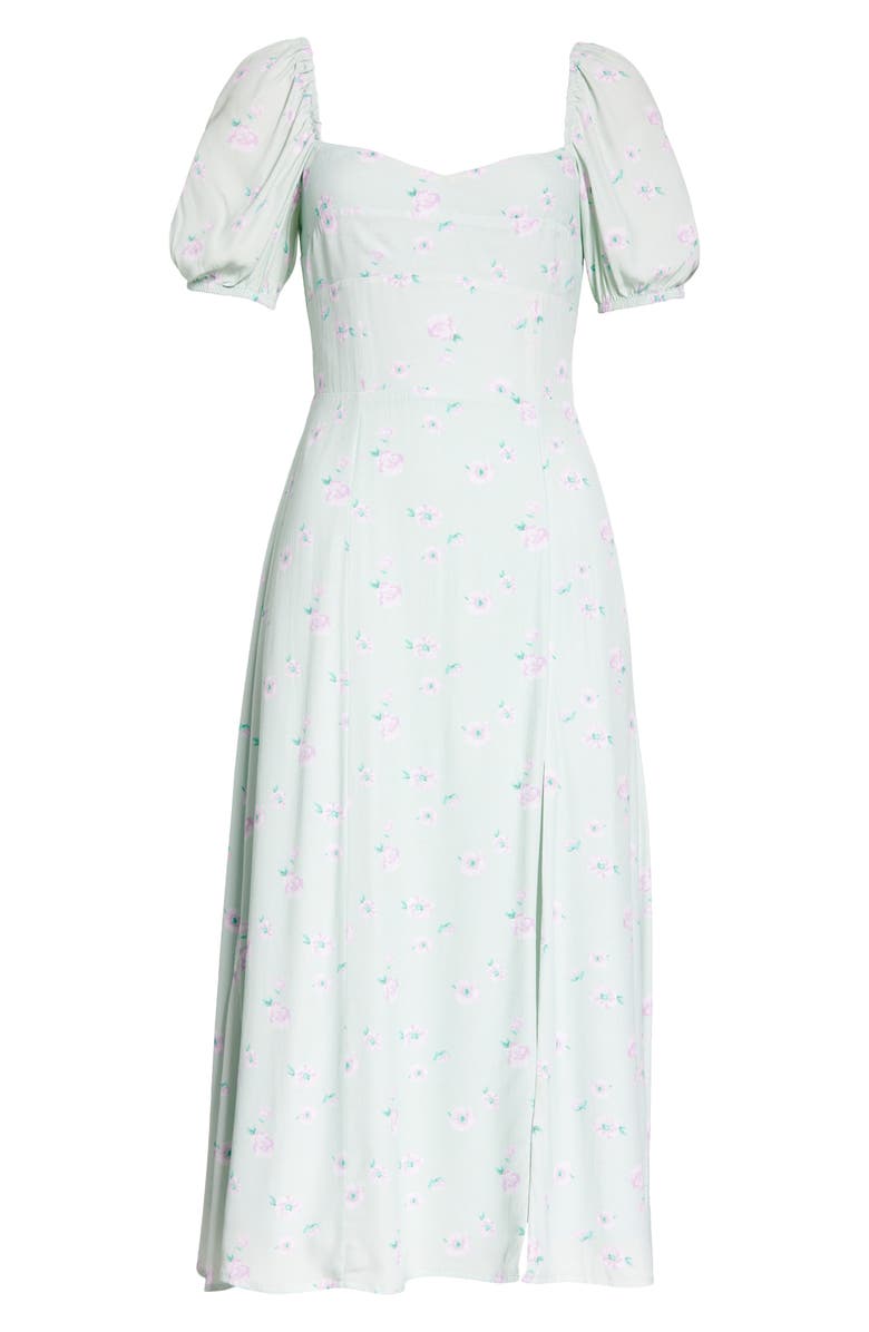 WAYF Floral Print Puff Sleeve Dress, Alternate, color, 