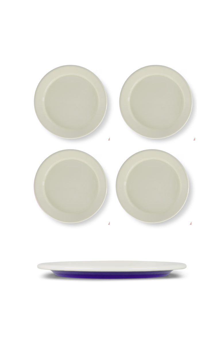 Two Tone Enamel Dinner Plate - Set of 4, Main, color, Royal Blue & Ivory
