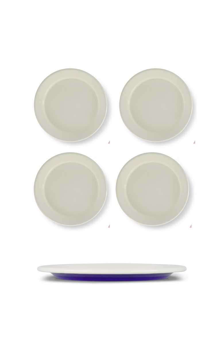 Elifle Two Tone Enamel Dinner Plate - Set of 4, Main, color, Royal Blue & Ivory