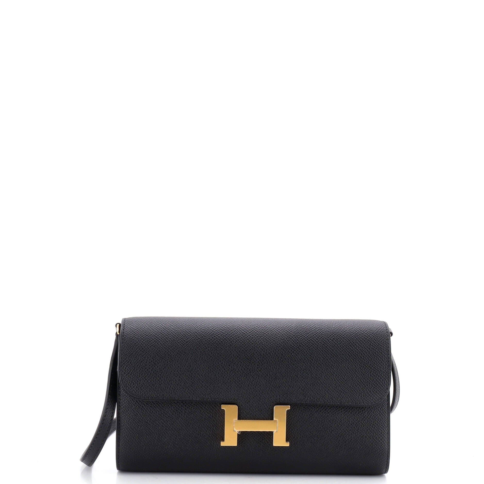 Pre-Owned Hermes Constance To Go Wallet Epsom, Main, color, Noir