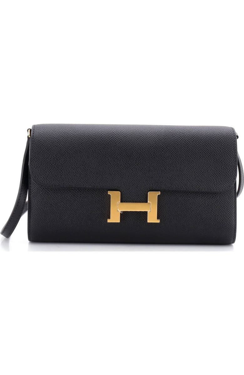 Pre-Owned Hermes Constance To Go Wallet Epsom, Main, color, Noir