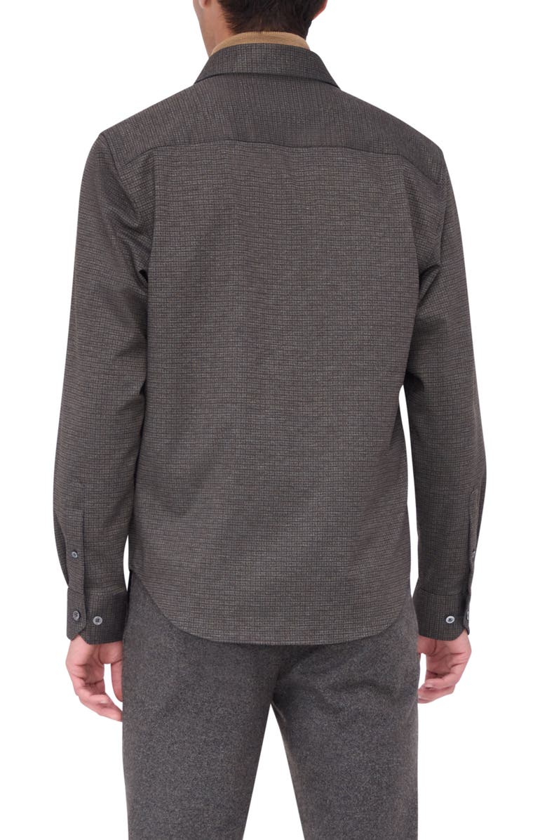 Bugatchi Check Knit Shirt Jacket, Alternate, color, Truffle