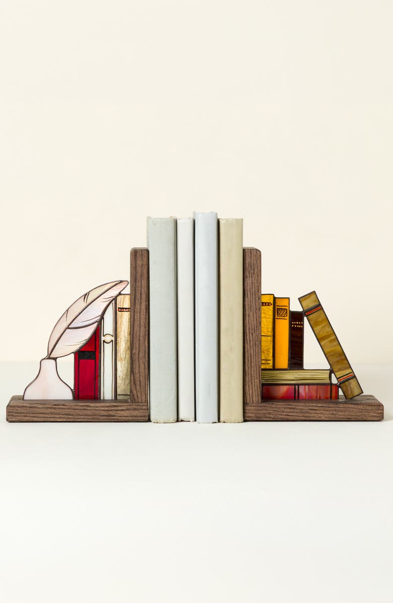 Uncommon Goods Stained Glass Library Bookends, Main, color, Multi