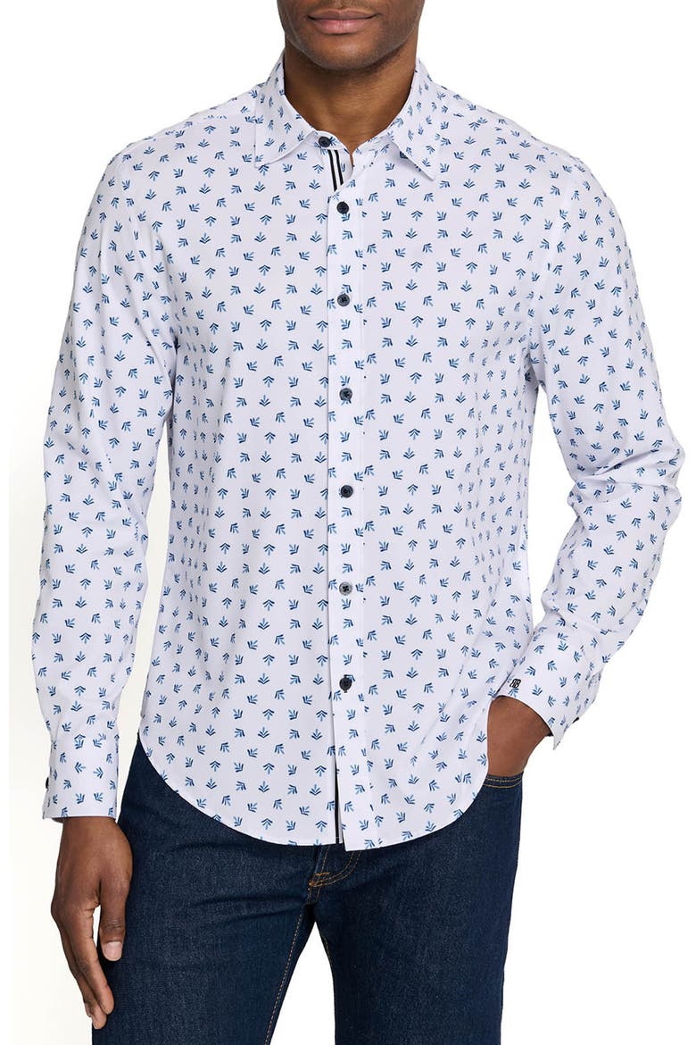 Whyte Spring Long Sleeve Performance Shirt, Main, color, WHITE/BLUE