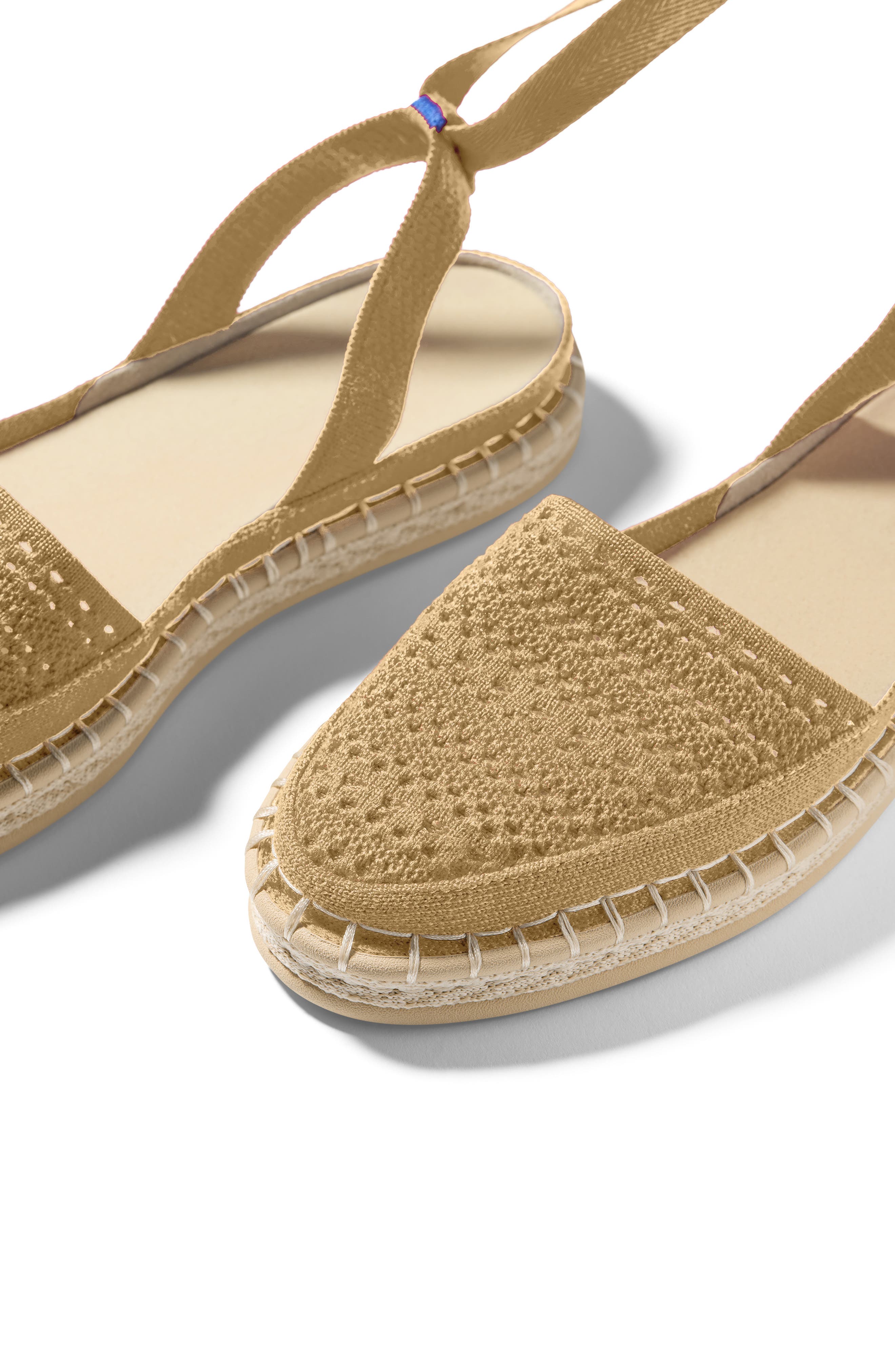 Rothy's The d'Orsay Ankle Tie Espadrille Flat, Alternate, color, Camel Crochet