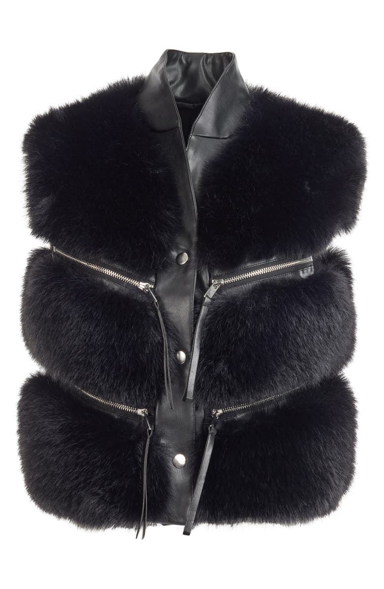 DONNA SALYERS FABULOUS FURS La Moda Faux Fur & Faux Leather Vest, Alternate, color, 