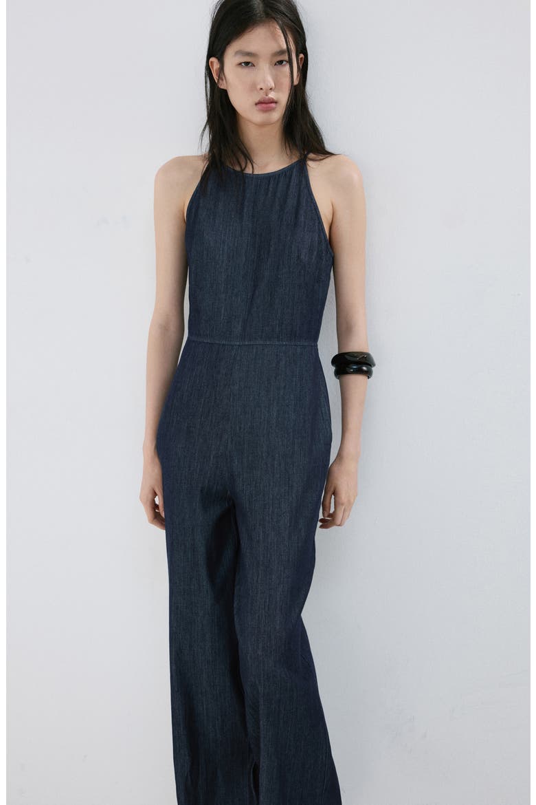 Chambray Wide Leg Jumpsuit, Alternate, color, OPEN BLUE